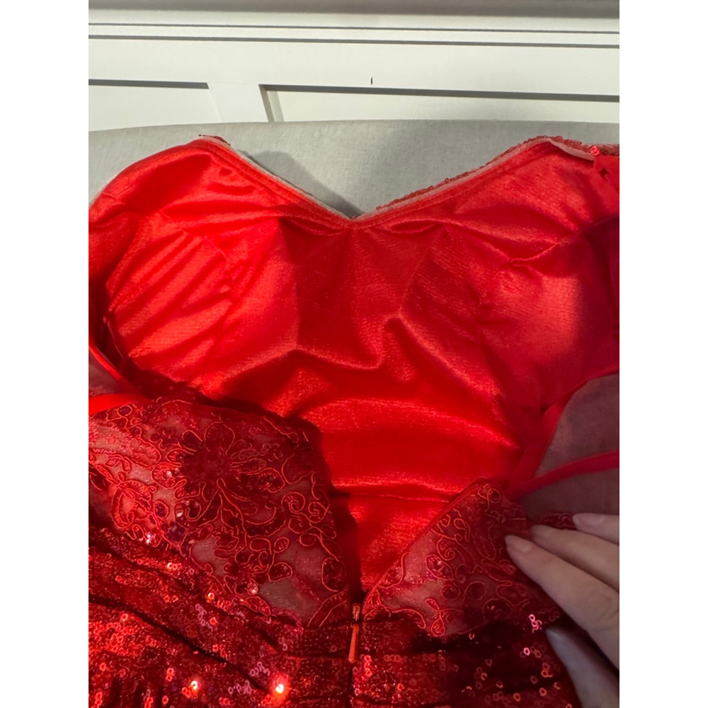 Women's JJ'S HOUSE Red Sequin Prom Dress size M - Picture 8 of 9
